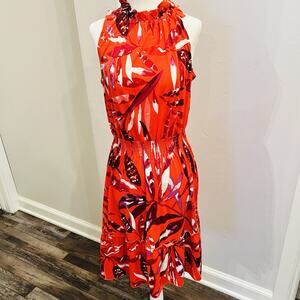 Enfocus Studio Dress Womens Size 14 Red White Black Floral Sleeveless